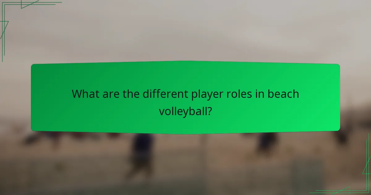 What are the different player roles in beach volleyball?