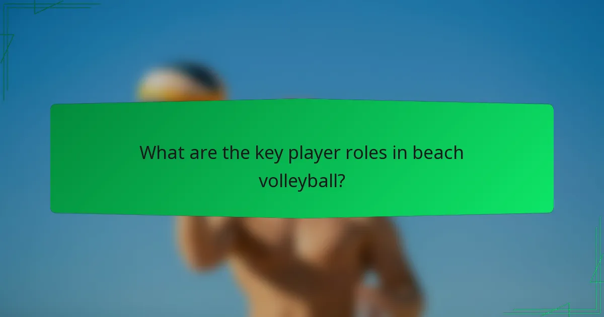 What are the key player roles in beach volleyball?