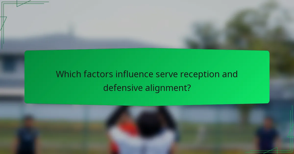 Which factors influence serve reception and defensive alignment?